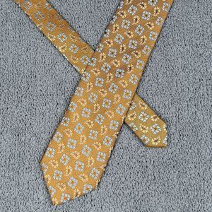 Charvet Place Vendome Tie Gold Paisley Thick Woven Silk Made In France